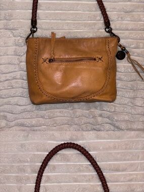 The Sak Cognac Leather Braided-Handle Crossbody